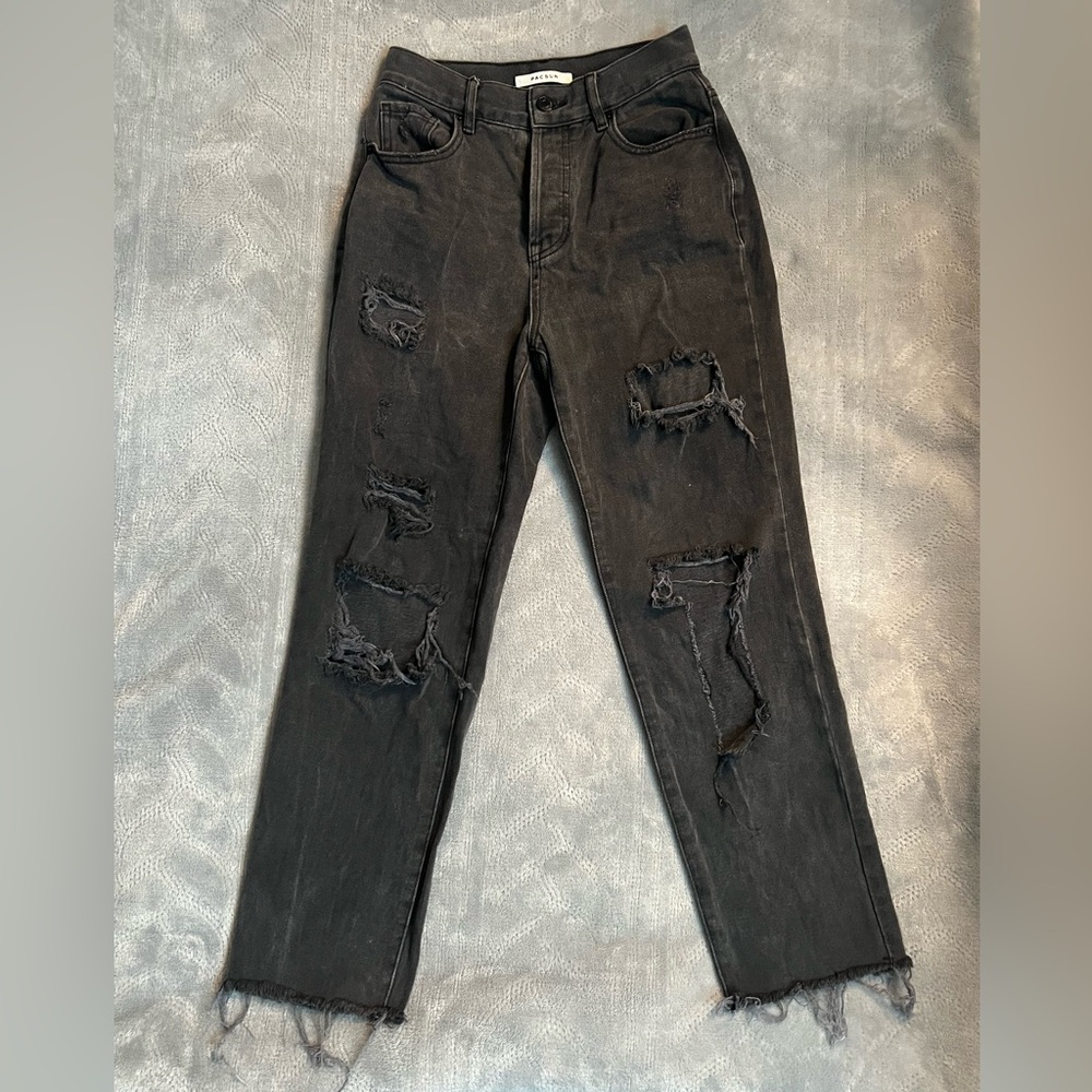 Pacsun Black Distressed Mom Jeans